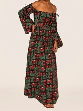 Agua Bendita Pleated Alheli Dress With Floral Pattern size Small EUC